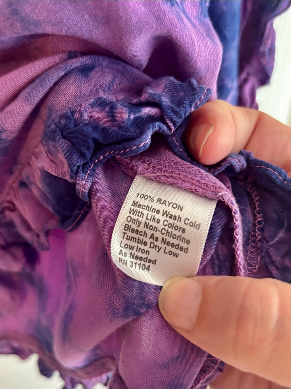 True Craft XL Purple Tie Dye Boho Ruffle Sleeve Peasant Blouse - Picture 7 of 10